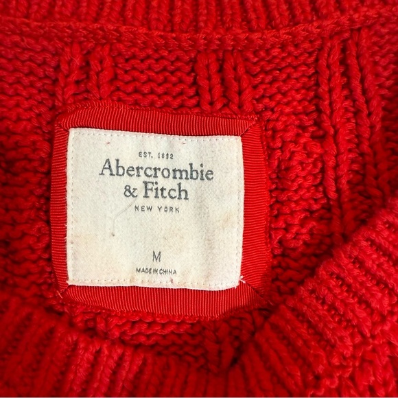 Abercrombie Red Cable Knit Sweater size medium - Picture 4 of 10